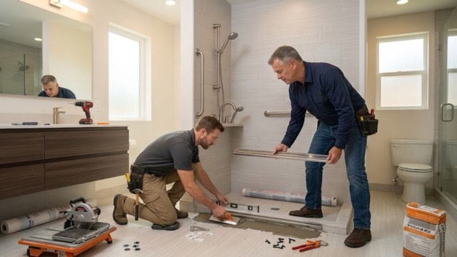 Walk-In Shower Conversion in progress in a South Bend, IN bathroom